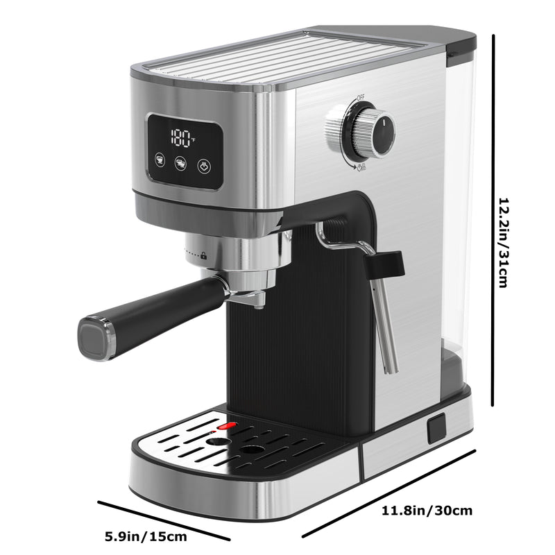 Semi-Automatic Espresso Coffee Machine with LED Display – Italian Drip & Steam Pressure Maker