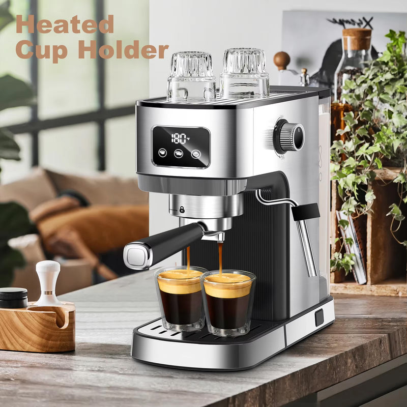 Semi-Automatic Espresso Coffee Machine with LED Display – Italian Drip & Steam Pressure Maker