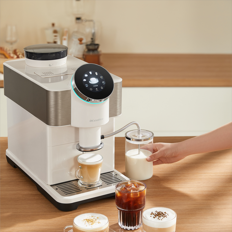 Dr.Coffee H2 Fully Automatic Coffee Machine – White Home Espresso Maker