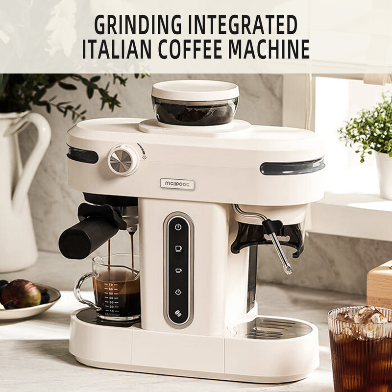 20-Bar Mini Home Espresso Maker with Built-In Bean Grinder – Semi-Automatic Coffee & Espresso Machine Combo