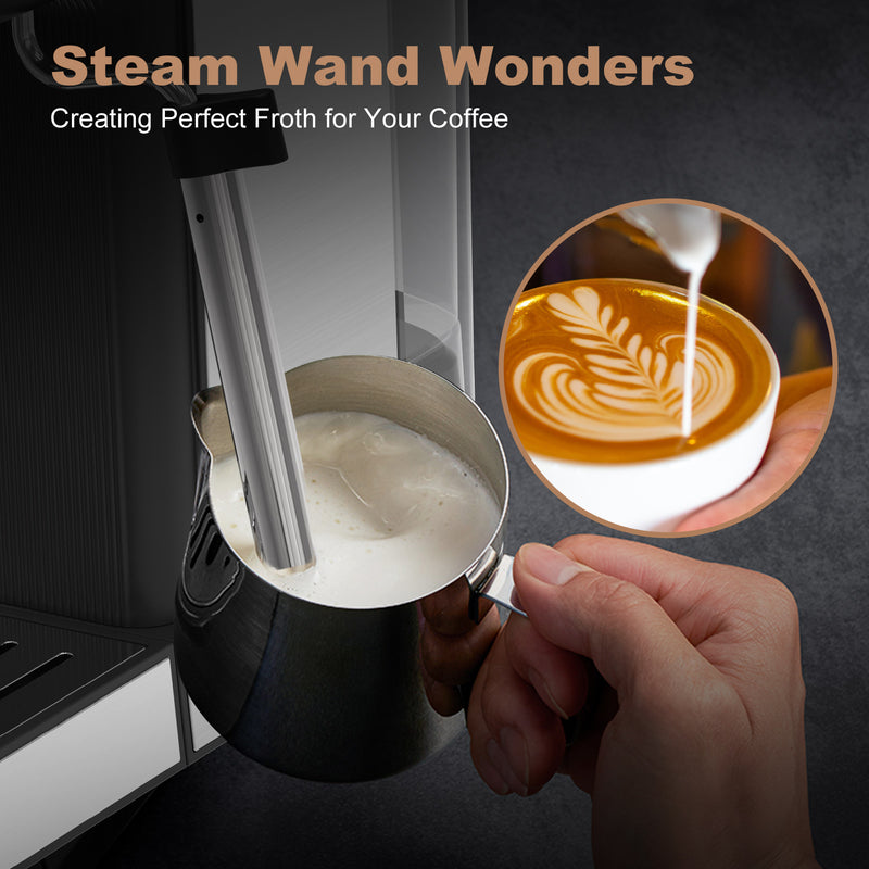 Semi-Automatic Espresso Coffee Machine with LED Display – Italian Drip & Steam Pressure Maker