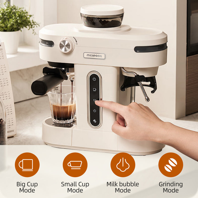 Mini Home Grain Espresso Machine – Semi Automatic Coffee Maker With Grinder