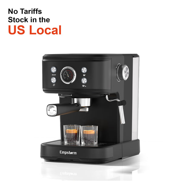 Black Italian Semi-Automatic Electric Espresso Coffee Machine 120V with Capsule Filter for Hotel Use