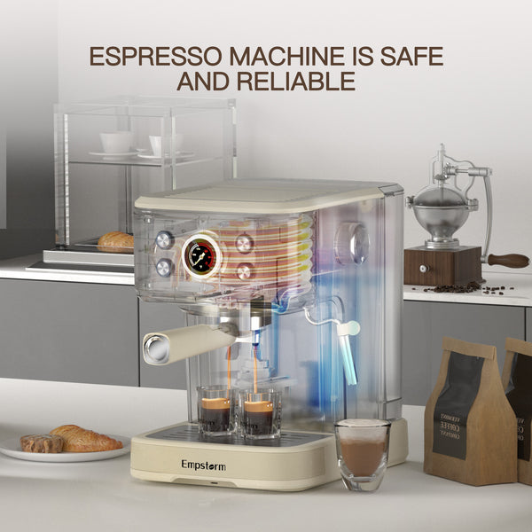 Empstorm 3-in-1 20-Bar Professional Espresso Machine – Semi-Automatic Coffee Maker with Milk Frother | US Local Stock