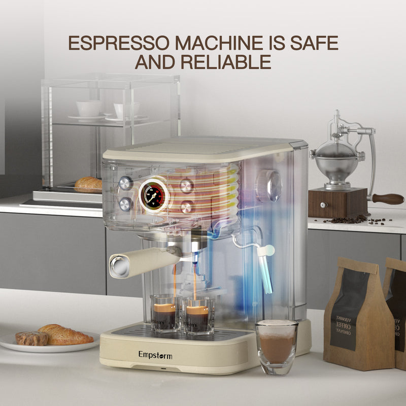Empstorm 3-in-1 20-Bar Professional Espresso Machine – Semi-Automatic Coffee Maker with Milk Frother | US Local Stock