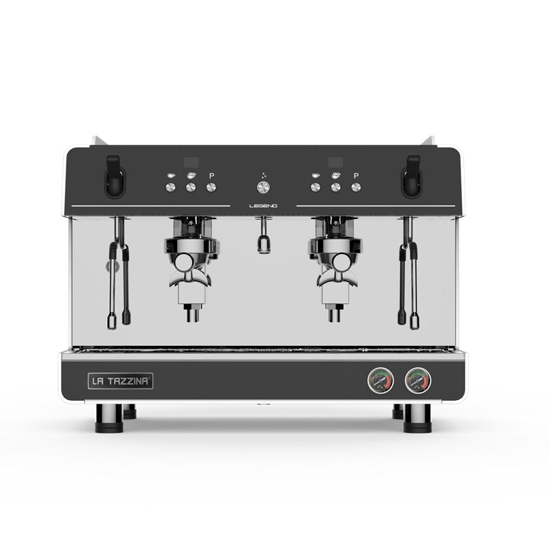 Legend 2-Group Commercial Semi-Automatic Espresso Machine, 9-Bar Pressure with Programmable Functions – White for Restaurants & Milk Tea Shops