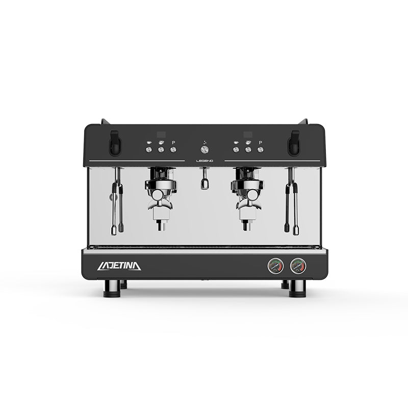 Legend 2-Group Commercial Semi-Automatic Espresso Machine, 9-Bar Pressure with Programmable Functions – White for Restaurants & Milk Tea Shops