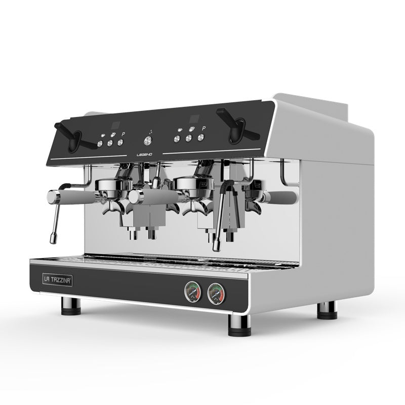 Legend 2-Group Commercial Semi-Automatic Espresso Machine, 9-Bar Pressure with Programmable Functions – White for Restaurants & Milk Tea Shops